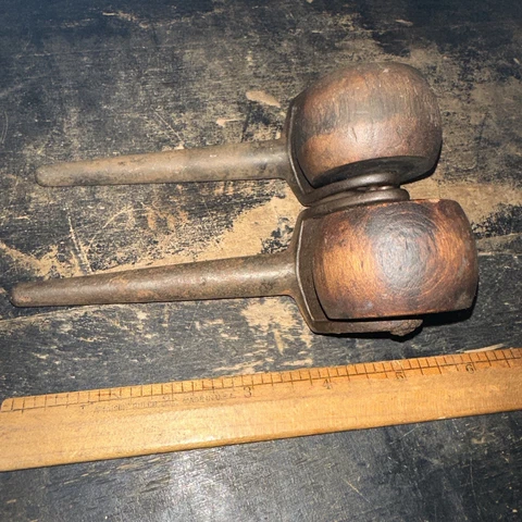 2 Wooden Casters ~ Wheels Antique Wood & Steel For Bureau Furniture Cart Etc Cover