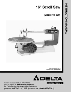 Delta 16" Scroll Saw Instruction Manual No. 40-530 - Picture 1 of 1
