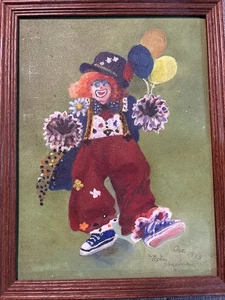 Vintage Original Clown Gemälde auf Leinwand - Bild 1 von 9