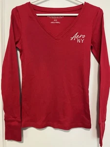 Aeropostale Aero Long Sleeve Red T-Shirt Girl's Junior Size M circa 1990s - Picture 1 of 10