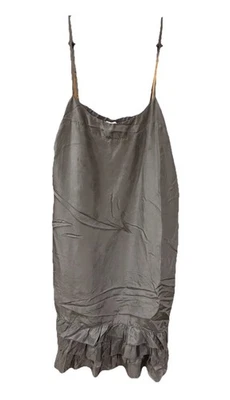 Vestido Grande OLD NAVY 100 % Seda Gris Oscuro Correa de Espagueti Volantes Dobladillo Foto 1 de 4