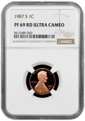 1987 S Proof Lincoln cent graded by NGC PF 69 RD ULTRA CAMEO - Image 1 of 2