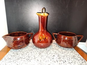 Milchkännchen Zuckerdose Tropf Steinzeug 3 Stück Set. Farbe Braun.  - Bild 1 von 11