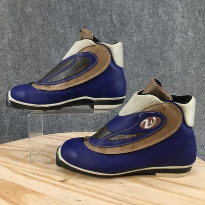 Salomon Boots Womens 8.5 Blue V4 Nordic Cross Country Ski Leather Pull On Round - Image 1 of 4