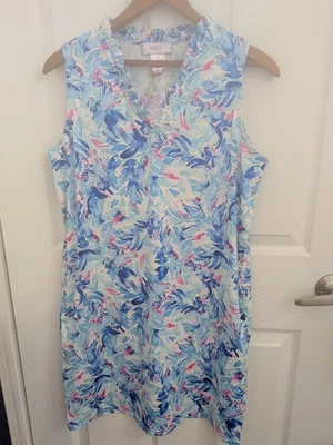 Stella Parker Women Multicolor Ruffle Neckline Sleeveless Pockets UPF 50 Dress S - Image 1 of 4