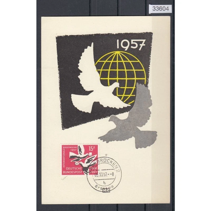 Sarre 1957 Mi. n° 408 MK (OPD) carte maximum premier jour - Photo 1/1