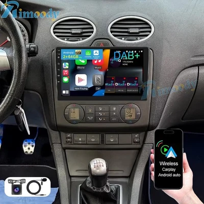 DAB+ Für Ford Focus MK2 2004-2007 2+64GB Android 15 Carplay Autoradio GPS Kamera - Bild 1 von 4