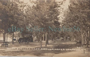 Upper Saranac Lake NY - WHITE BIRCHES CAMP GROUNDS - RPPC Postcard Adirondacks - Picture 1 of 2