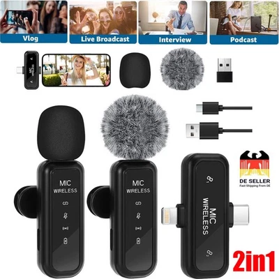 Mini kabelloses Lavalier Mikrofon Handy Smartphone USB-C Mikro für iOS Android - Bild 1 von 4