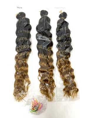 Extensiones de cabello trenzado de cabello ondulado profundo de ganchillo de 18 pulgadas Ombre CONJUNTO de 3 NUEVO Foto 1 de 2
