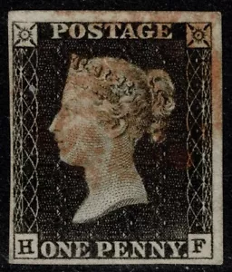 1840 1d Black Pl 1a HF 4m Ex Large Gold Collection Fine Used Cat. £375.00 - Picture 1 of 1