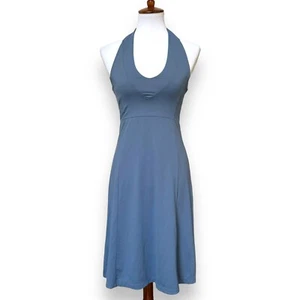 Patagonia Womens A-line Dress Blue Halter Sleeveless Tie Stretch Sporty S - Picture 1 of 11