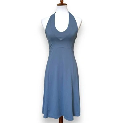 Patagonia Womens A-line Dress Blue Halter Sleeveless Tie Stretch Sporty S - Image 1 of 4