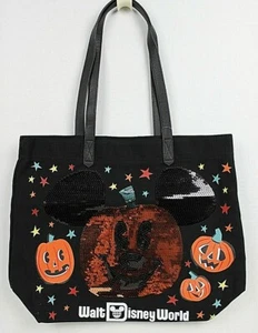 Disney Parks MICKEY MOUSE Halloween Kürbis Pailletten BEUTELTASCHE Disney World Neu mit Etikett - Bild 1 von 9