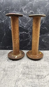 Antique Wooden Spools Pennsylvania Textiles Set Of 2 - Picture 1 of 7