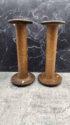Antique Wooden Spools Pennsylvania Textiles Set Of 2 - Image 1 of 4