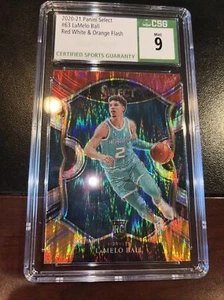 2020-21 Panini Select Lamelo Ball Rc Red White Orange Flash Sp CSG Cgc 9 Mint - Picture 1 of 3
