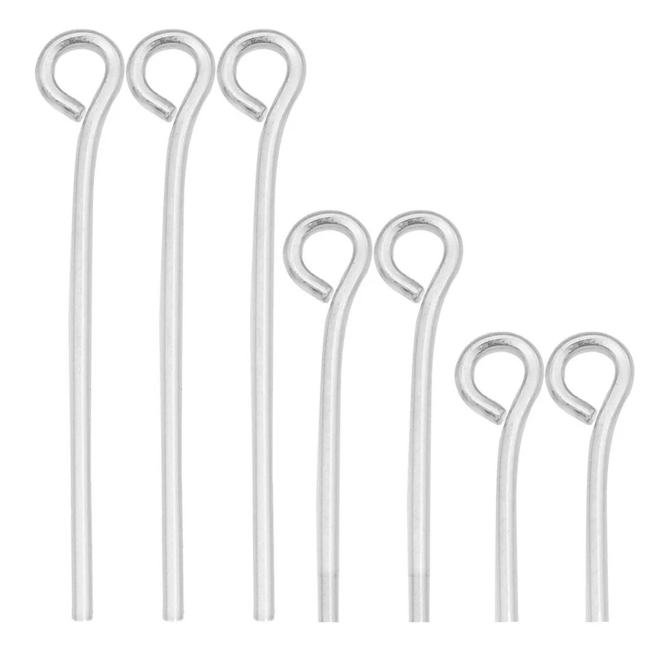 100 pcs Silver Plated Eye Pins Iron For Crafts DIY Jewelry Making 16mm 20mm 30mm - Image 1 of 4