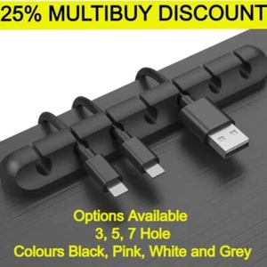 Cable Holder Ties Management Clips Tidy Lead Desk Charger Wire USB Organizer UK - Afbeelding 1 van 9