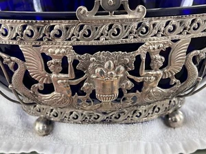 German 800 Silver Mermaid openwork basket serving bowl 14 oz Siren 10” - Picture 1 of 7