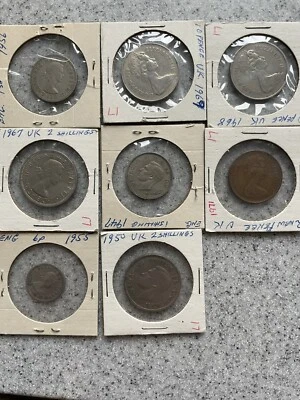 GREAT BRITAIN GB UK Shilling and Pence lot of 8 coins  from 1947-1971 - Image 1 of 4