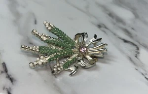 Vintage Scottish Rhinestone Heather Bow Enameled Silver-tone Brooch - Picture 1 of 4