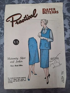 50s Practical Paper Vintage Sewing Dress Pattern Vintage Maternity 38 in Bust - Picture 1 of 2
