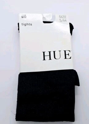 HUE Mujer Lurex Acanalado Medias con Control Top Negro S/M 1 Par Nuevo Foto 1 de 4