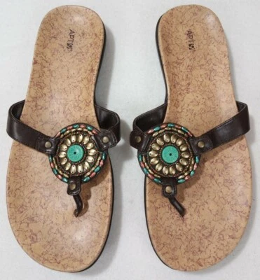 Sandalias chanclas de verano APT.9 para mujer marrón punta tanga TALLA 6 usadas Foto 1 de 4