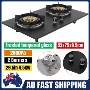 2 Burner Tempered Glass Built-In Cooktop Stove LPG Gas Hob Caravan RV Cooker AU - Picture 1 of 12