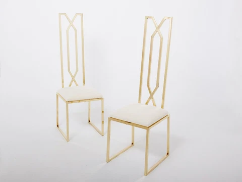 Pair of brass chairs signed by Alain Delon for Jean Charles 1970s Cover