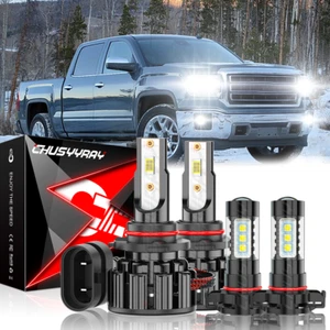 Combo de faros LED altos/bajos + faros antiniebla 6000 k para GMC Sierra 1500 2014 2015 - Imagen 1 de 12