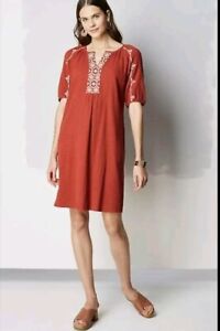J.Jill Cotton XL texture embroidered A line dress orange Coral Summer Women #2