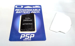 PSP 2000 (SLIM) Batería de Repuesto 3.6v 2400mAh + Juego de Cubierta de Batería Blanca - Imagen 1 de 1