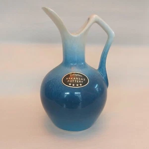 1988 Dryden Arkansas Pottery Blue & White Glaze Pitcher Vase - Good Condition! - Picture 1 of 7