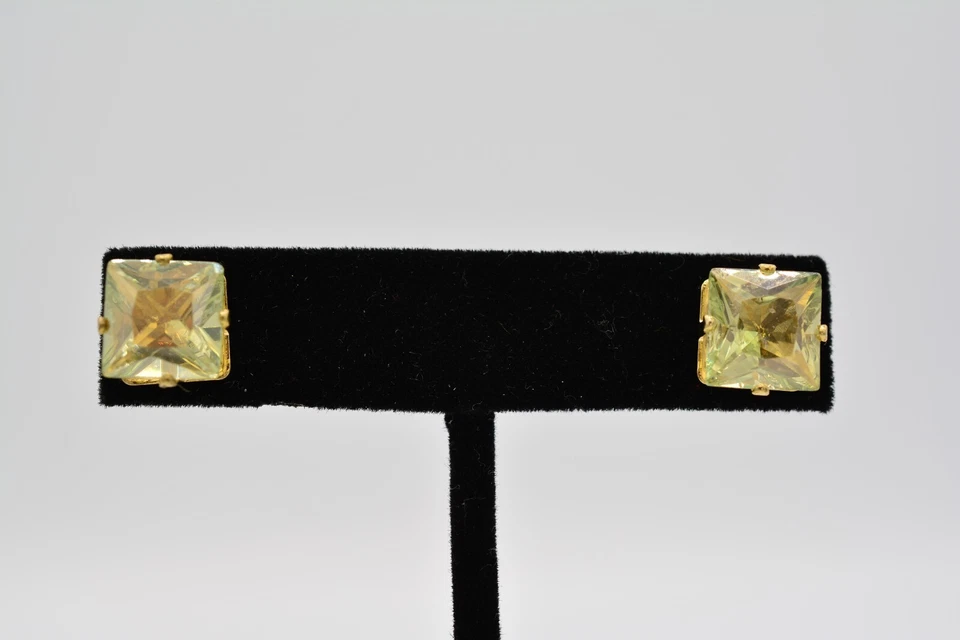 Aretes Lucite Cristal Amarillo Corte Princesa Facetado Estrás Bin8 Foto 1 de 4