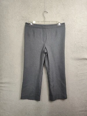 Le Suit Women Pants 12Petite Gray 100% Polyester Straight Flat Front Trousers - Image 1 of 4