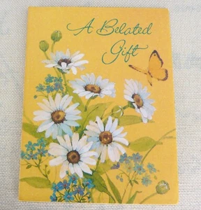 Vintage American Greetings Card A Belated Gift Butterfly Daisies - Unused - Picture 1 of 4