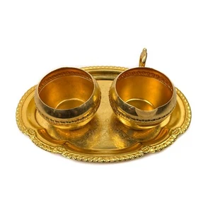 Vintage Galvanisiert 23 Kt. Gold Golden Promotions Tablett Zuckerdose Krug Set - Bild 1 von 24