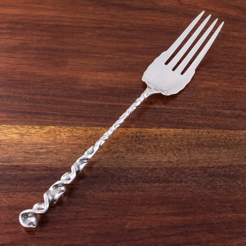 WHITING AESTHETIC STERLING SILVER SERVING FORK #8 REVERSE TWIST NO MONOGRAM Cover