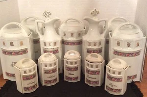 VINTAGE PORCELAIN CANISTER SET GERMANY, 12 Pieces & 12 Lids Circa 1920's GUC - Picture 1 of 12
