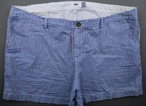 Women's 2015 Old Navy Chino Shorts Blue White Checker Mid Rise Sz 16 (Msr 40x4) - Picture 1 of 5