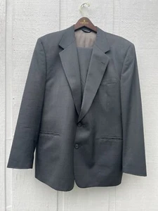 LANVIN PARIS Made In U.S.A gray Single Breasted Wool Suit 46 R - Picture 1 of 20