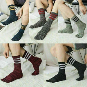 5 Paar Herren Zehen Socken Baumwolle Mischung Streifen Fünf Finger Weiche E W8B9 - Bild 1 von 11