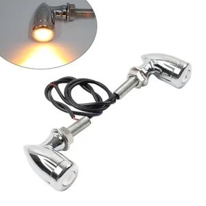 Motorcycle Mini Turn Signal Light Blinker 8mm Chrome For Bobber Cafe Racer - Picture 1 of 11