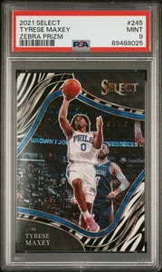 2021 Panini Select #245 Tyrese Maxey ZEBRA PRIZM PSA 9 MINT POP 1 Courtside SSP - Picture 1 of 2