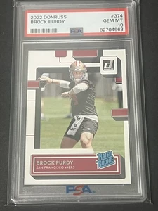 2022 PANINI DONRUSS #374 BROCK PURDY RC RATED ROOKIE PSA 10 SF 49ers QB  - Picture 1 of 2