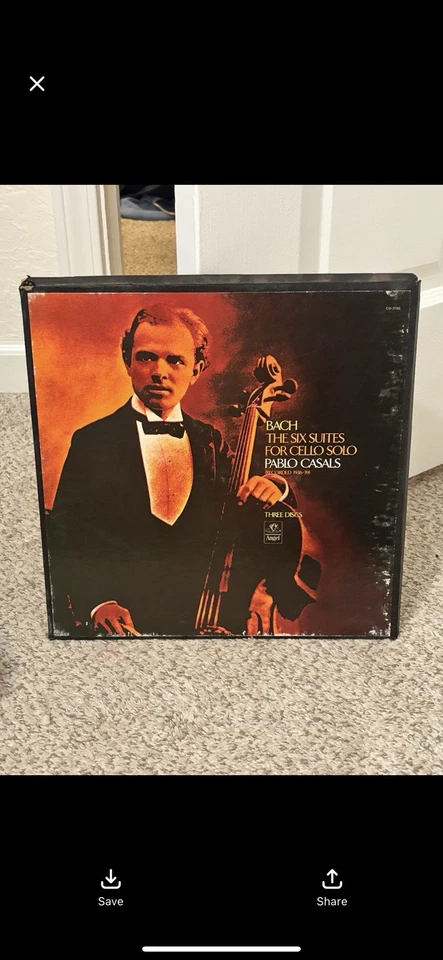 Pablo CASALS: BACH Six Suites Cello Solo 3-LP Deluxe Box Set / Angel CB 3786 NM- Foto 1 de 1