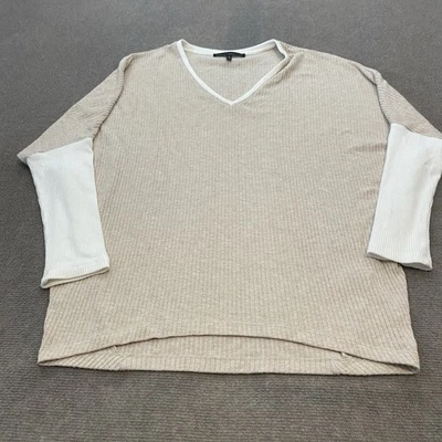 White House Black Market Sweater Knit Womens Medium Tunic Dolman Batwing Beige - Image 1 of 4