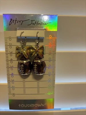 Betsey Johnson Football Earrings with Bow Accents - Image 1 of 2